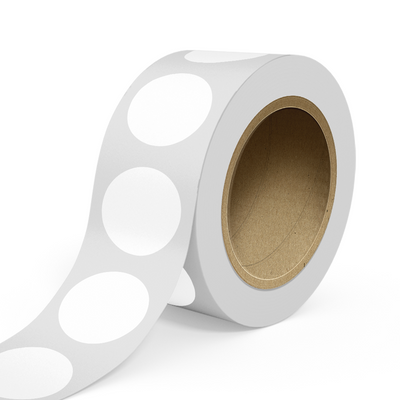 White 3 Inch Roll of Circular Round Outdoor Labels - Weather Resistant with Easy Peel