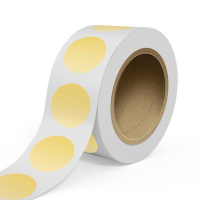 Light Gold 3 Inch Roll of Circular Round Outdoor Labels - Weather Resistant