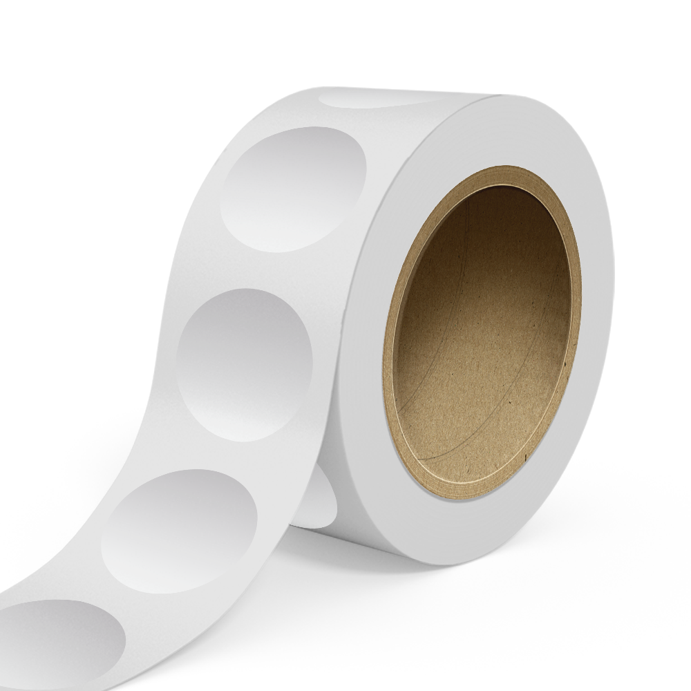 Silver 3 Inch Roll of Circular Round Outdoor Labels - Weather Resistant