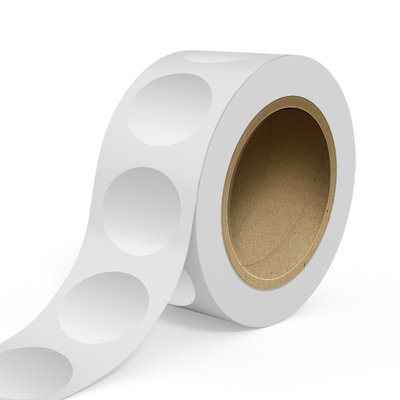 Silver 3 Inch Roll of Circular Round Outdoor Labels - Weather Resistant