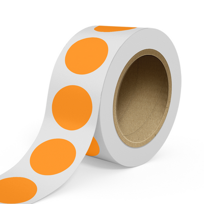 Neon Orange 3 Inch Roll of Circular Round Labels - Bright Adhesive