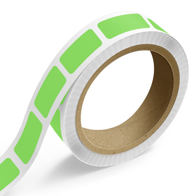 Neon Green 3/4 x 1 1/2 Inch Roll of Rectangle Labels - Bright Adhesive