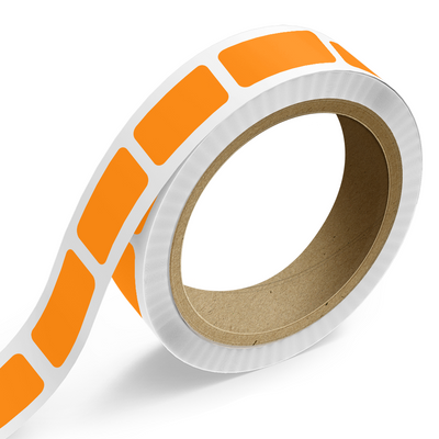 Neon Orange 3/4 x 1 1/2 Inch Roll of Rectangle Labels - Bright Adhesive