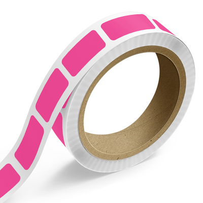 Neon Pink 3/4 x 1 1/2 Inch Roll of Rectangle Labels - Bright Adhesive