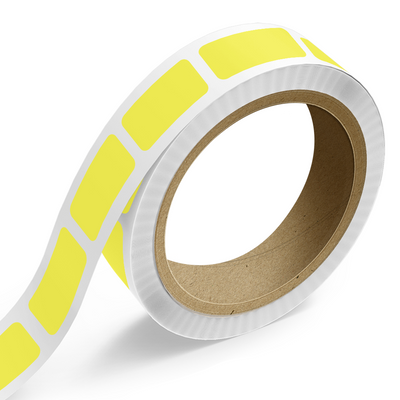 Neon Yellow 3/4 x 1 1/2 Inch Roll of Rectangle Labels - Bright Adhesive