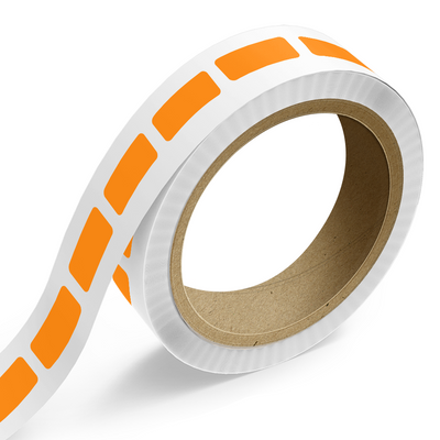 Neon Orange 3/4 x 1 3/4 Inch Roll of Rectangle Labels - Bright Adhesive