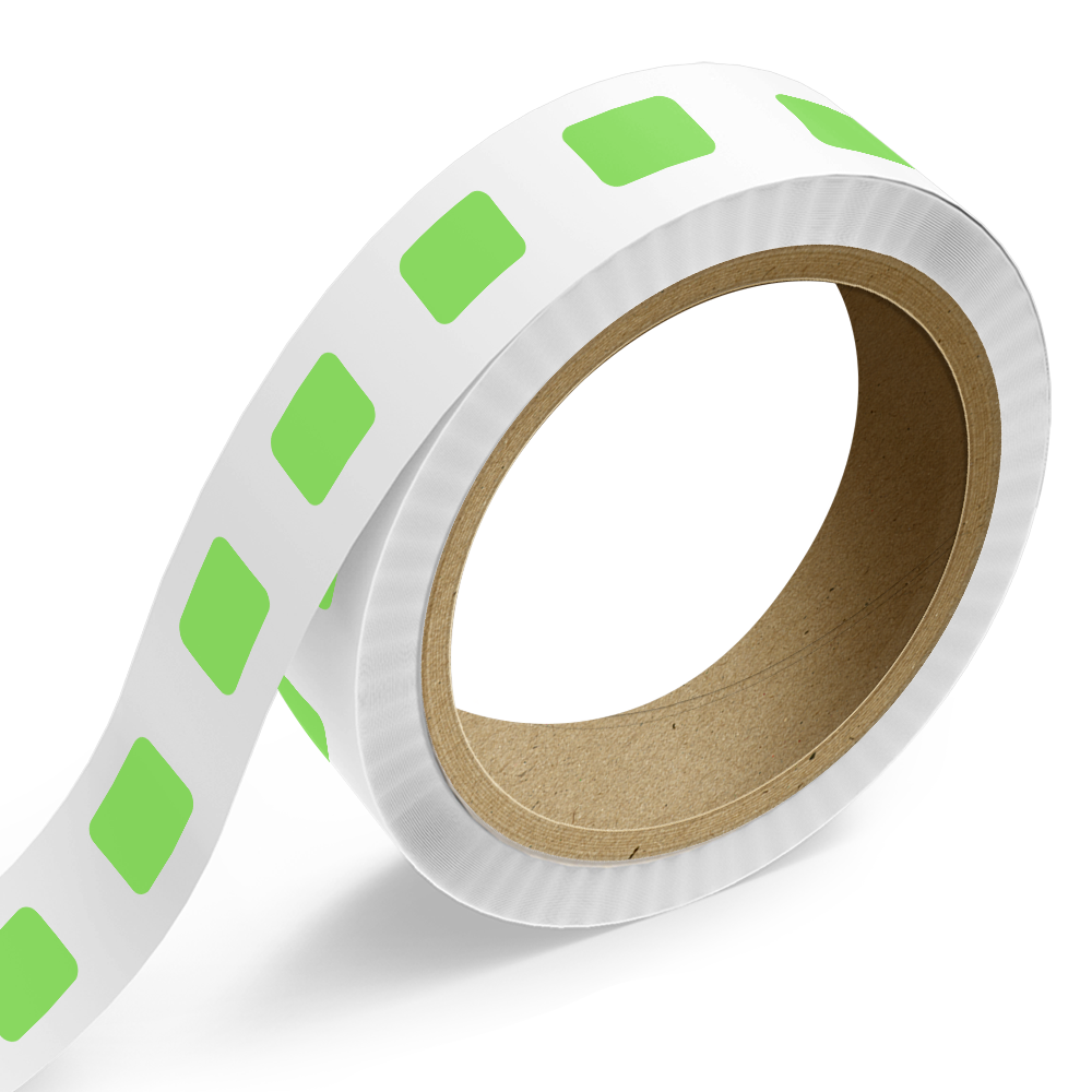 Neon Green 3/4 x 1 Inch Roll of Rectangle Labels - Bright Adhesive
