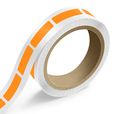 Neon Orange 3/4 x 2 3/4 Inch Roll of Rectangle Labels - Bright Adhesive