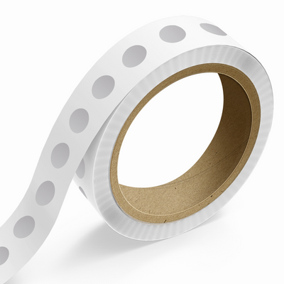 Silver 3/4 Inch Roll of Circular Round Outdoor Labels - Weather Resistant