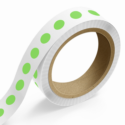 Neon Green 3/4 Inch Roll of Circular Round Labels - Bright Adhesive