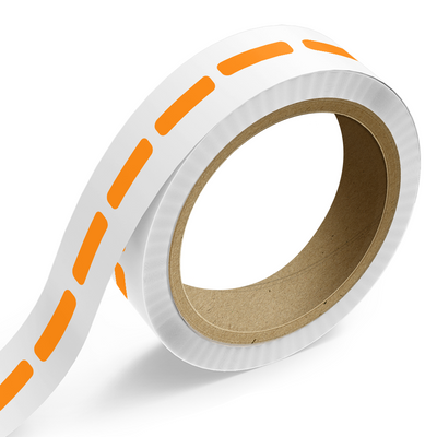 Neon Orange 3/8 x 1 1/2 Inch Roll of Rectangle Labels - Bright Adhesive