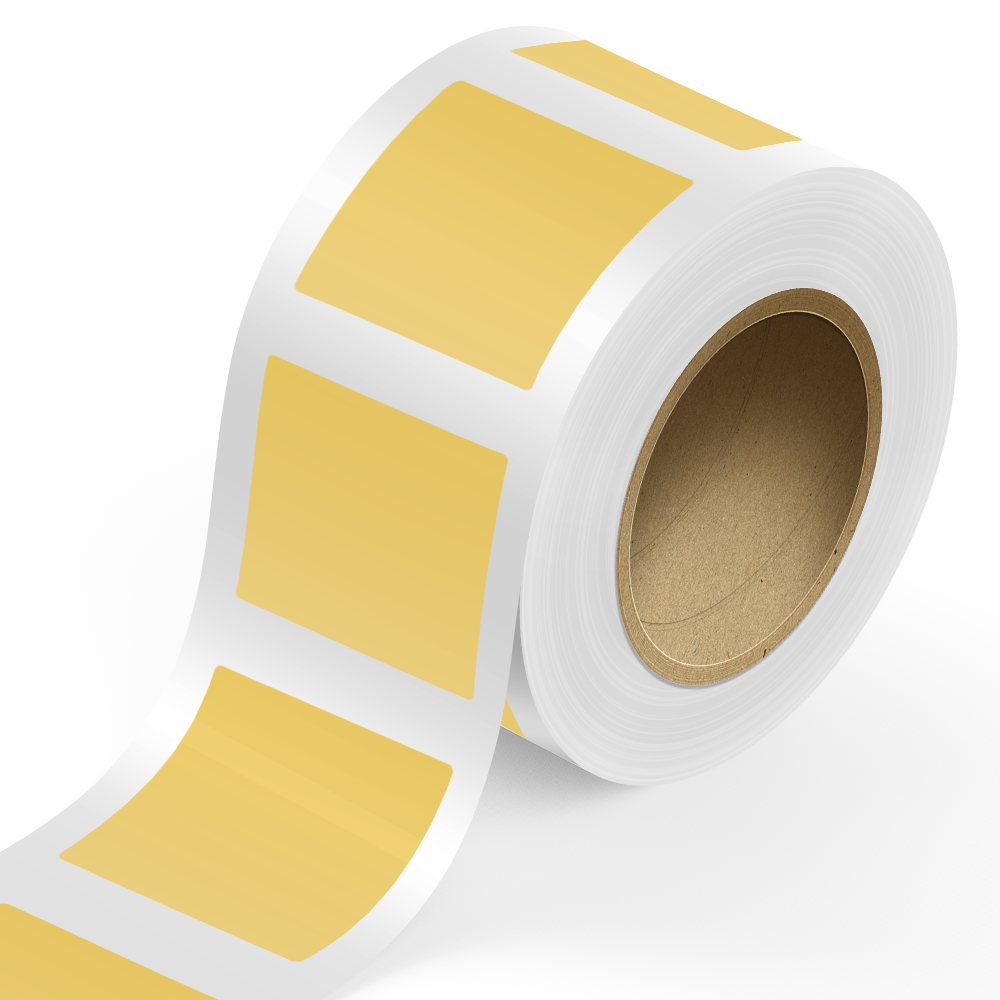 Gold Foil 4 x 4 Inch Roll of Square Labels - Durable with Metallic Finish