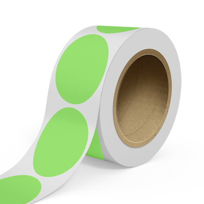 Neon Green 4 x 6 Inch Roll of Oval Labels - Bright Adhesive