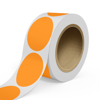 Neon Orange 4 x 6 Inch Roll of Oval Labels - Bright Adhesive
