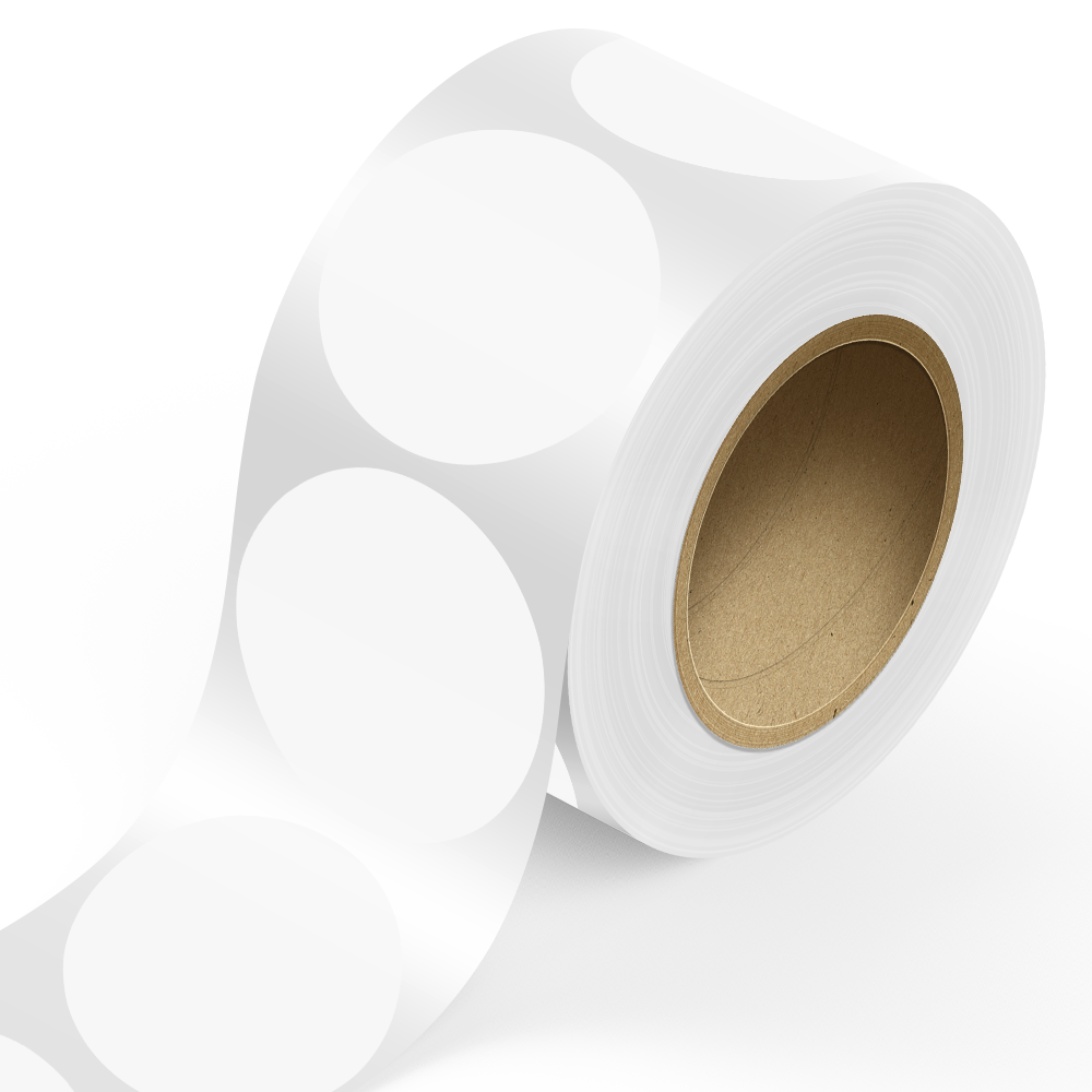Clear Window 5 Inch Roll of Circular Round Labels - Decal Removable