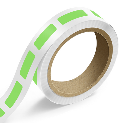 Neon Green 5/8 x 2 Inch Roll of Rectangle Labels - Bright Adhesive