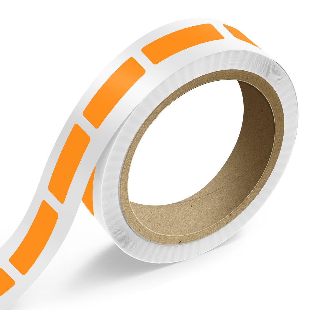Neon Orange 7/8 x 3 Inch Roll of Rectangle Labels - Bright Adhesive