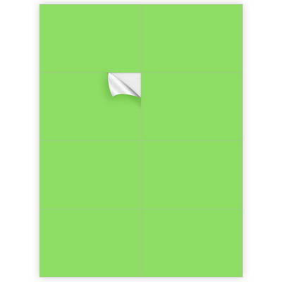 Neon Green 2 3/4 x 4 1/4 Inch Rectangle Mutipurpose Labels (8 Labels per Sheet)