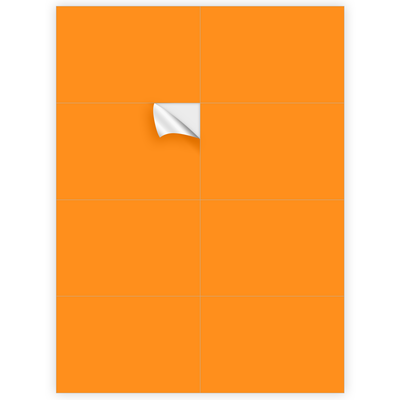 Neon Orange 2 3/4 x 4 1/4 Inch Rectangle Multipurpose Labels (8 Labels per Sheet)