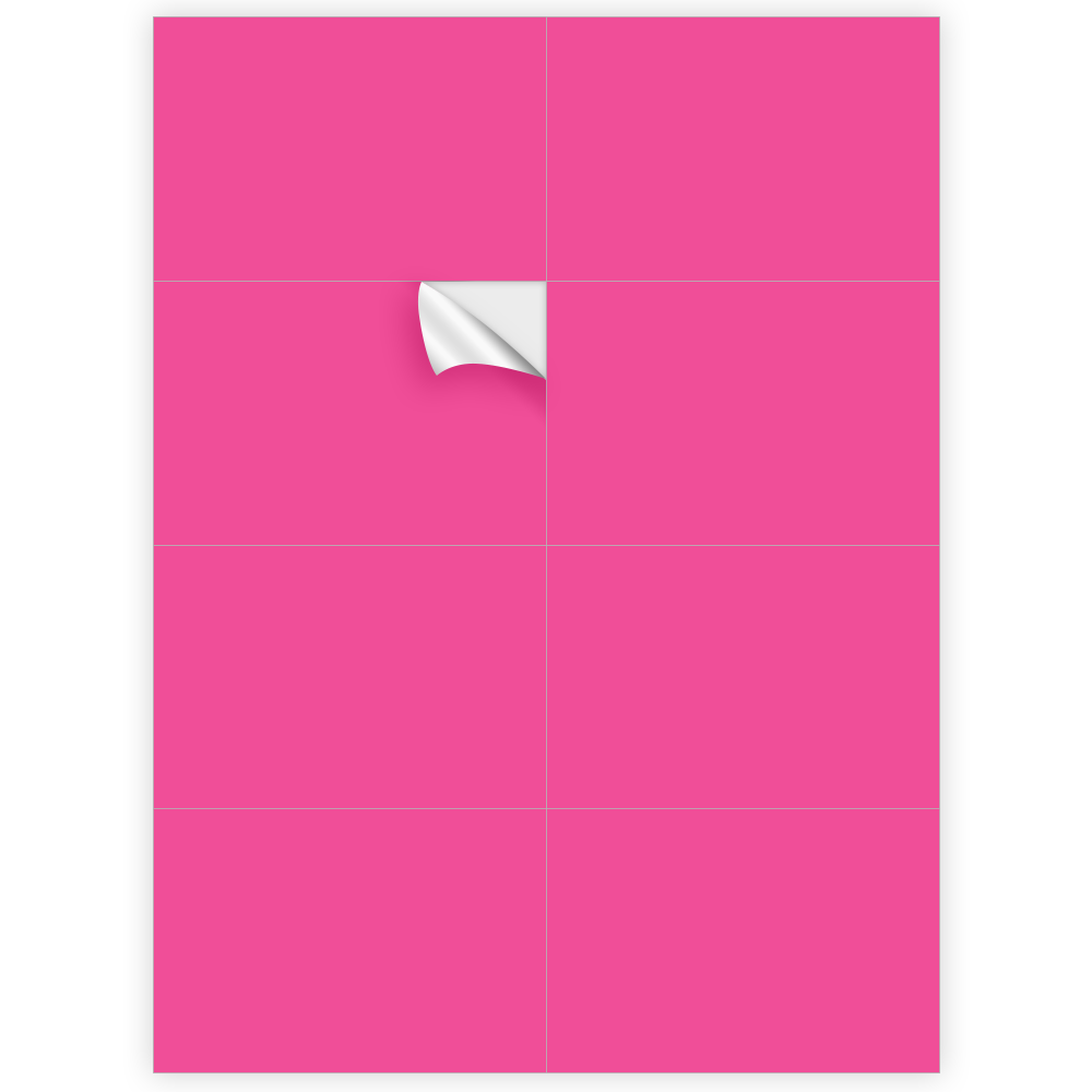 Neon Pink 2 3/4 x 4 1/4 Inch Rectangle Multipurpose Labels (8 Labels per Sheet)