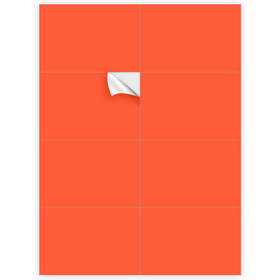 Neon Red 2 3/4 x 4 1/4 Inch Rectangle Multipurpose Labels (8 Labels per Sheet)