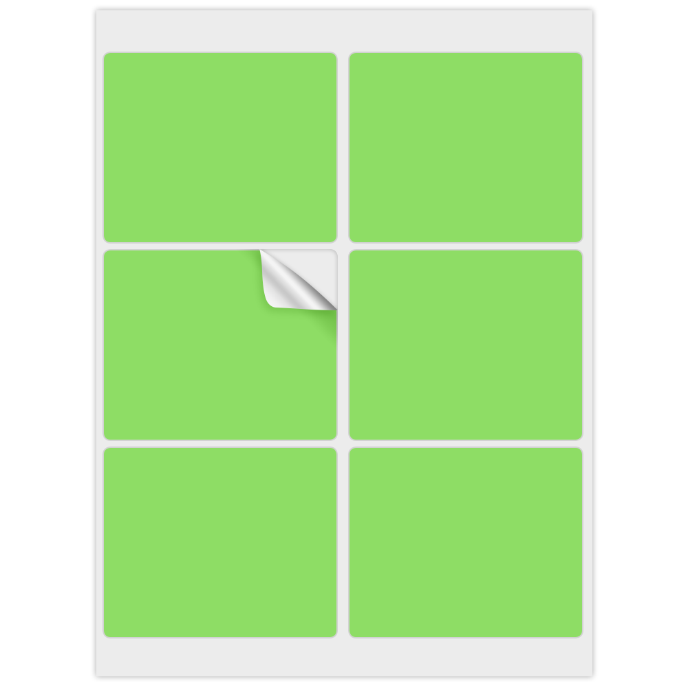 Neon Green 3 1/4 x 4 Inch Rectangle Shipping Labels (6 Labels per Sheet)