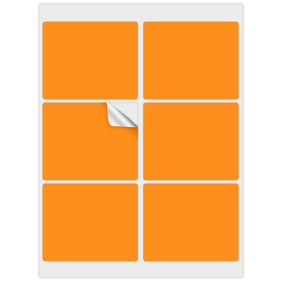 Neon Orange 3 1/4 x 4 Inch Rectangle Shipping Labels (6 Labels per Sheet)