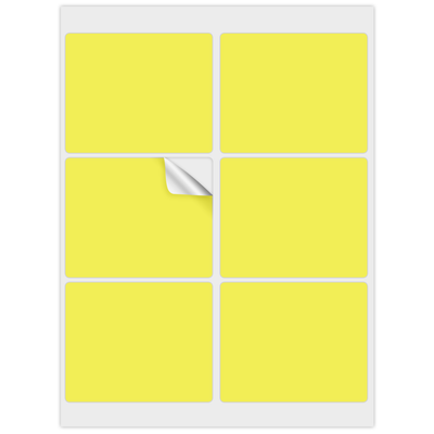 Neon Yellow 3 1/4 x 4 Inch Rectangle Shipping Labels (6 Labels per Sheet)