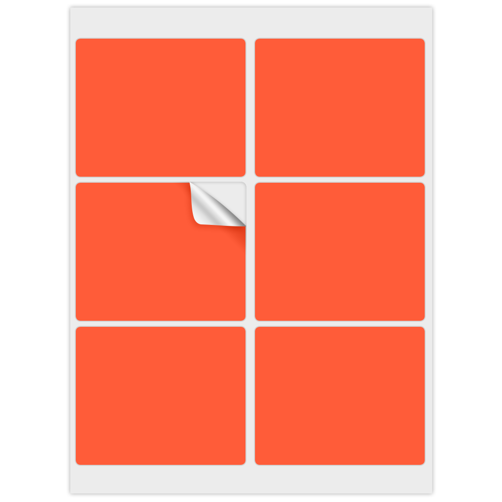 Neon Red 3 1/4 x 4 Inch Rectangle Shipping Labels (6 Labels per Sheet)