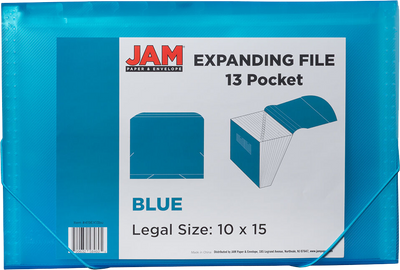 Blue Legal Size 13 Pocket Expanding Files (10 x 15)