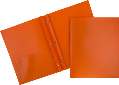 Orange 9 x 12 Plastic Pop Folders with Clasp