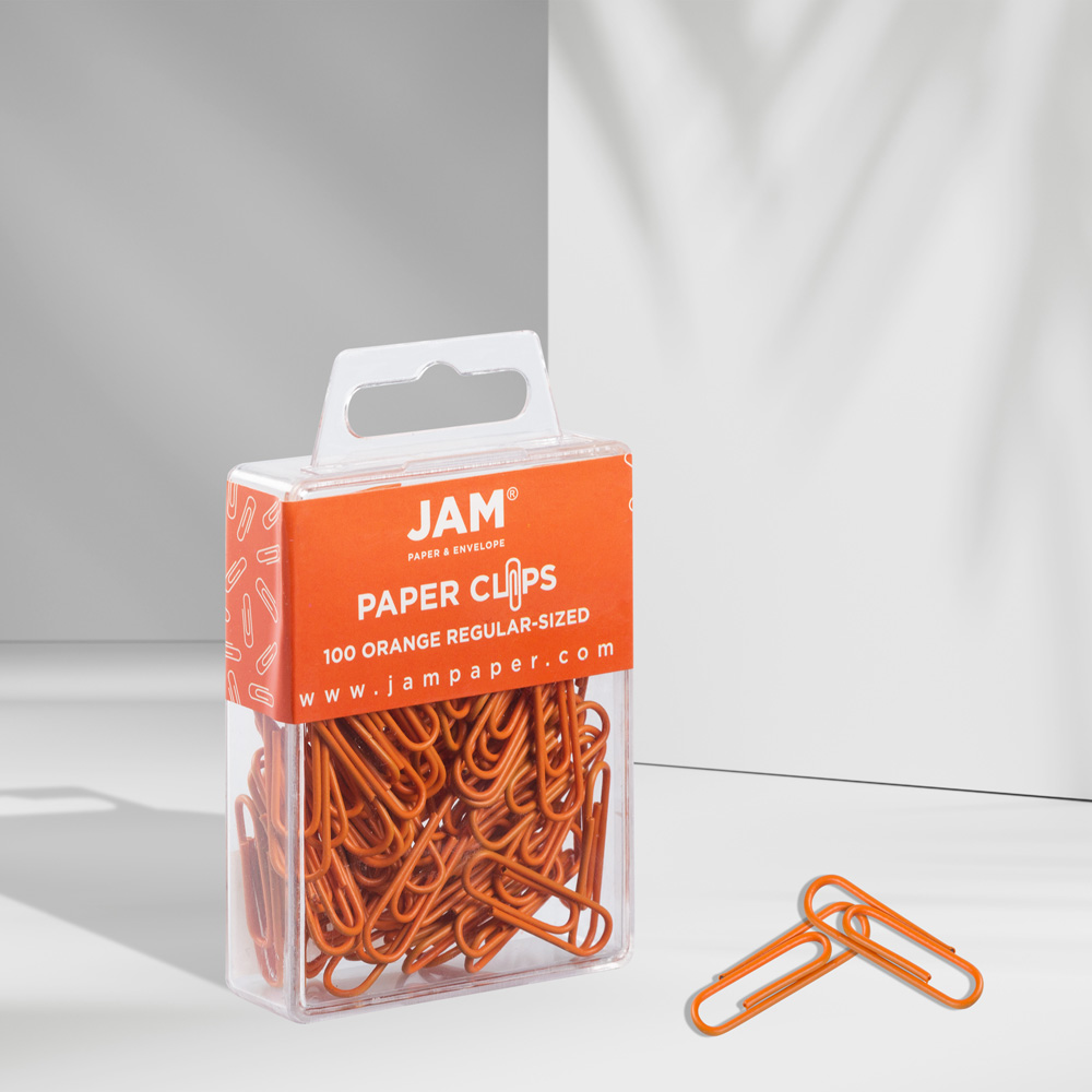 Orange Standard Paper Clips - 100 Pack