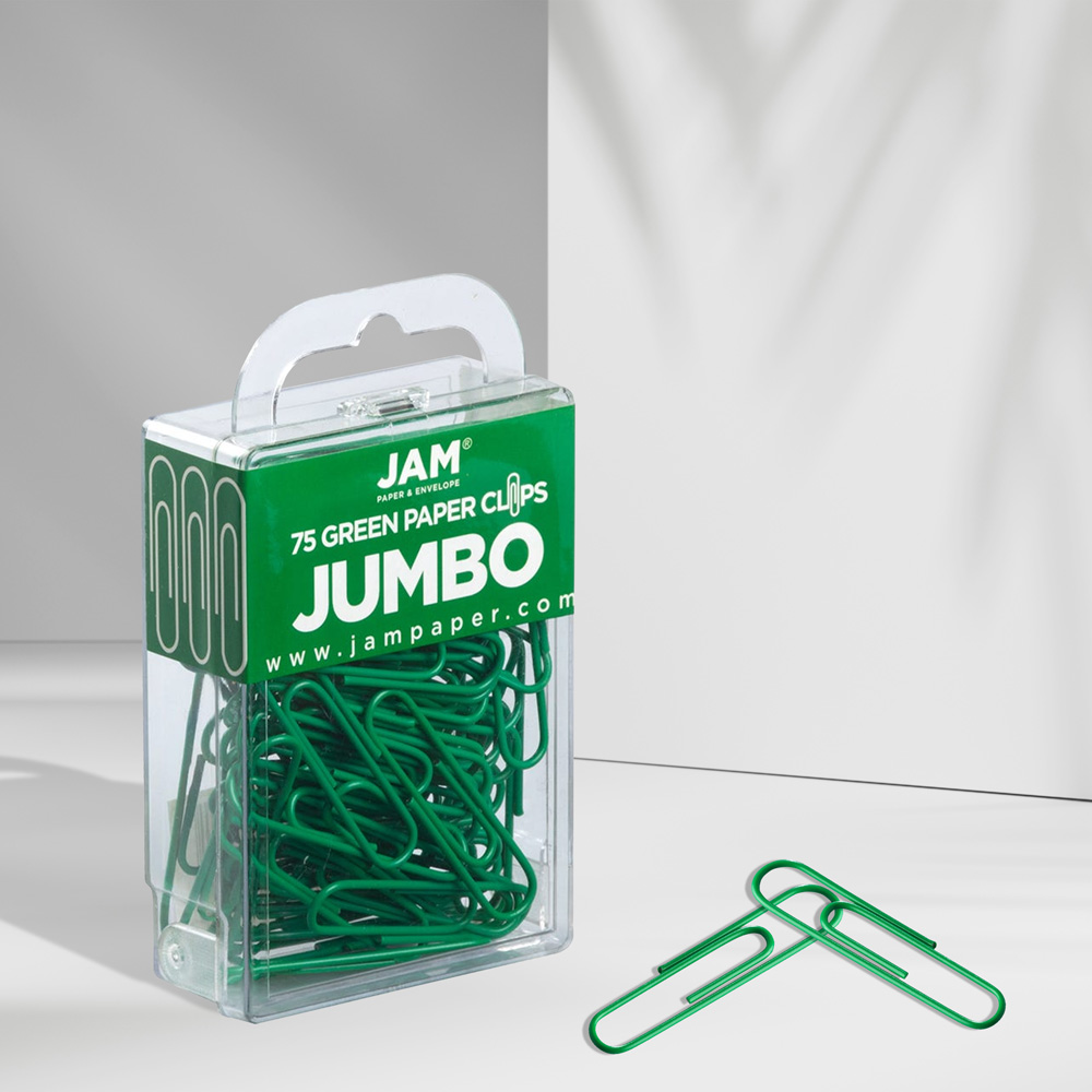 Green Jumbo Paper Clips - 75 Pack