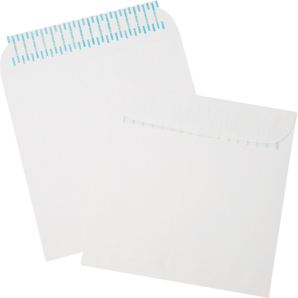 White 28lb 9 1/2 x 9 1/2 Square Envelopes with Peel & Seal
