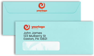 Seafoam Aqua Blue 32lb #10 Window Envelopes (4 1/8 x 9 1/2)