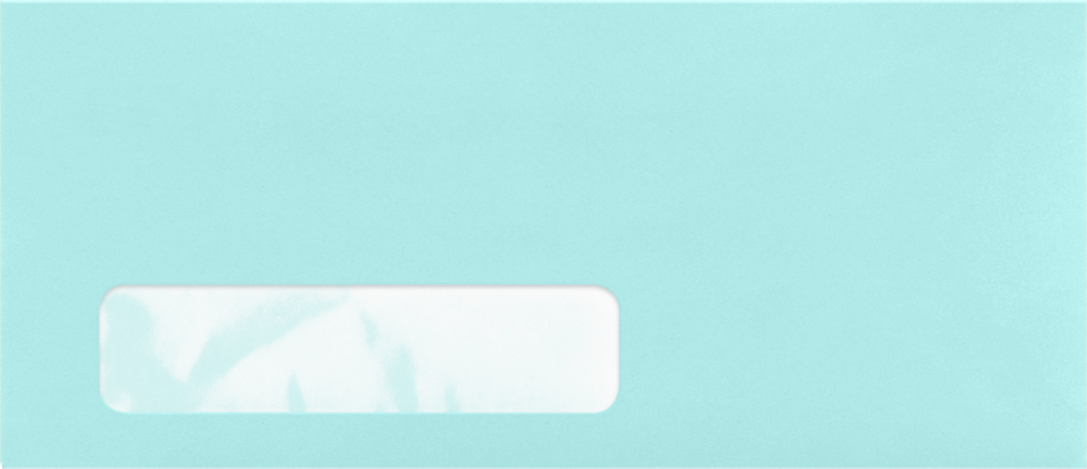 Seafoam Aqua Blue 32lb #10 Window Envelopes (4 1/8 x 9 1/2)