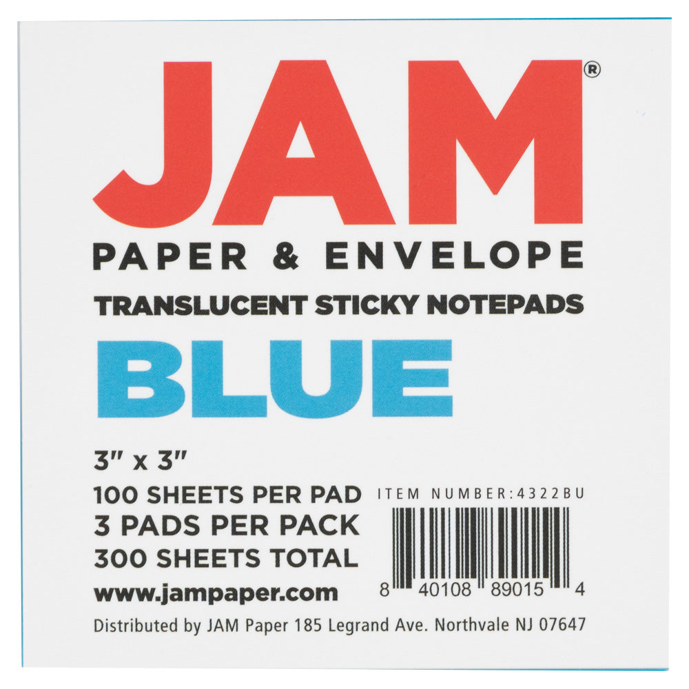 Blue Transparent Sticky Note Pads