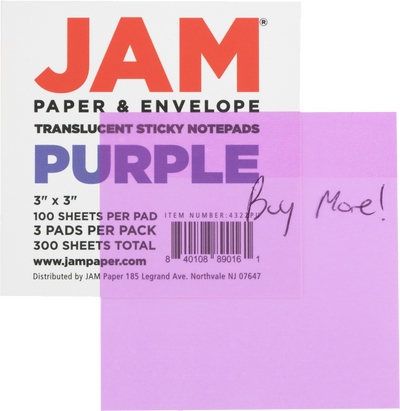 Purple Transparent Sticky Note Pads