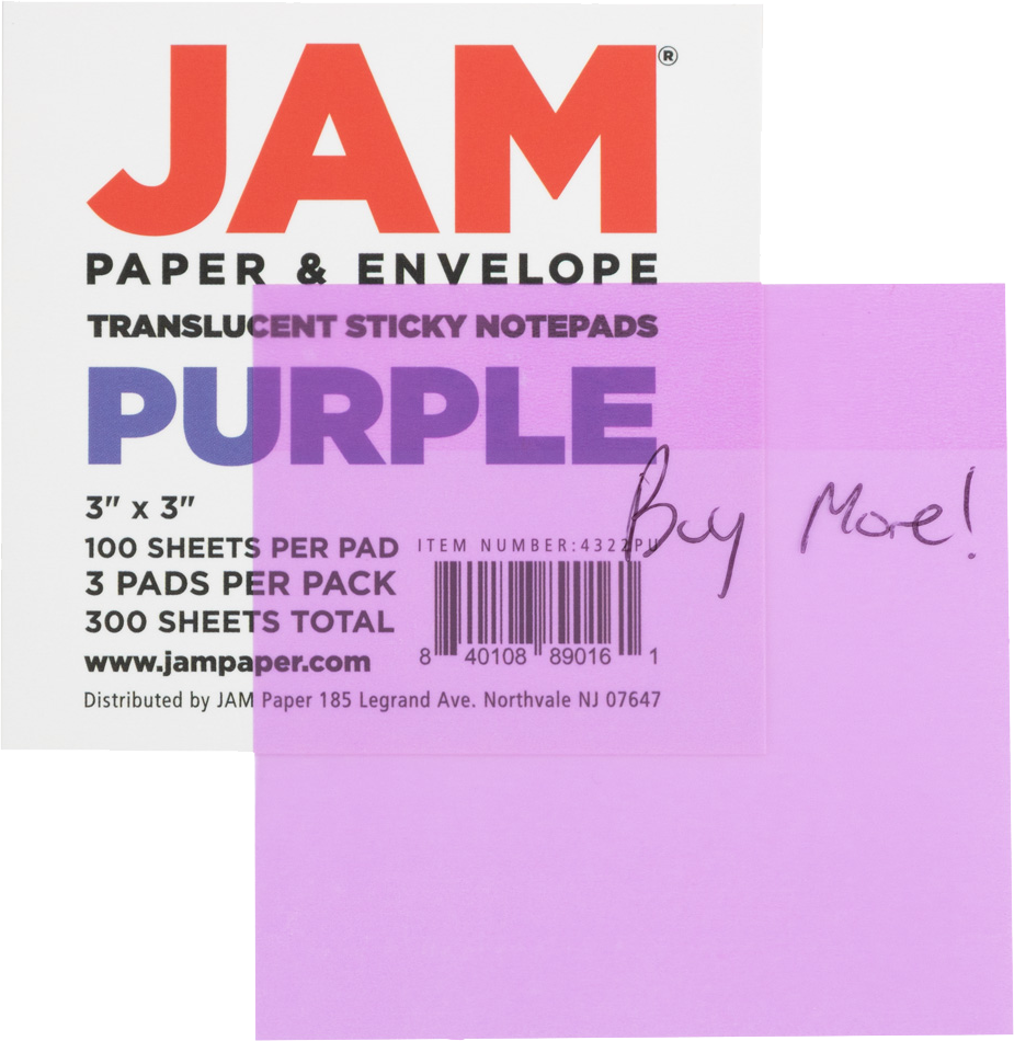 Purple Transparent Sticky Note Pads