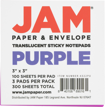 Purple Transparent Sticky Note Pads