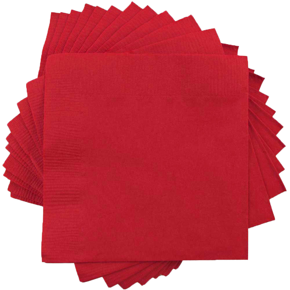 Red 5 x 5 3-Ply Beverage Napkins