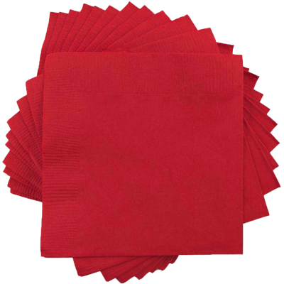 Red 5 x 5 3-Ply Beverage Napkins