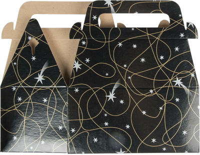 Black Shooting Star Small Gable Gift Boxes (3 1/4 x 6 x 3)