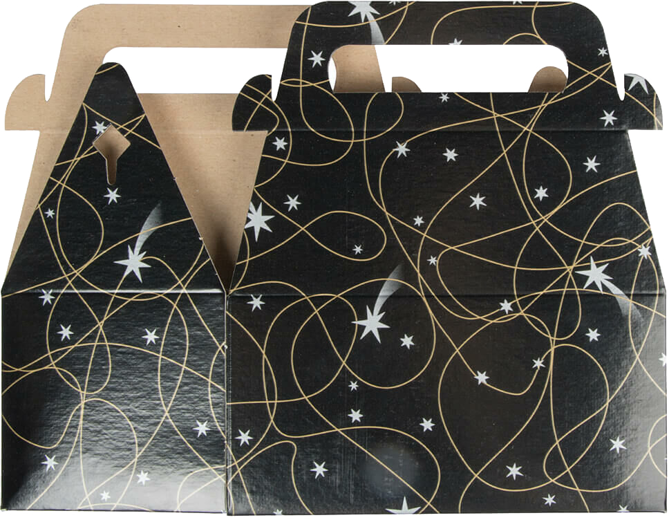 Black Shooting Star Small Gable Gift Boxes (3 1/4 x 6 x 3)