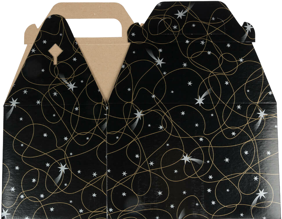 Black Shooting Star Medium Gable Gift Boxes (4 x 8 x 5 1/4)