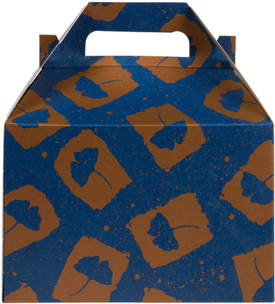 Blue and Orange Splatter Flower Medium Gable Gift Boxes (4 x 8 x 5 1/4)