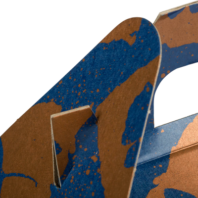 Blue and Orange Splatter Flower Medium Gable Gift Boxes (4 x 8 x 5 1/4)