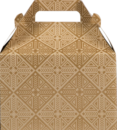 Gold with Kraft Medium Gable Gift Boxes (4 x 8 x 5 1/4)