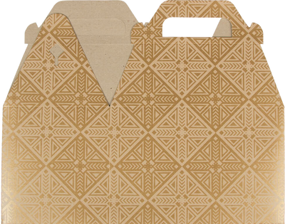 Gold with Kraft Medium Gable Gift Boxes (4 x 8 x 5 1/4)