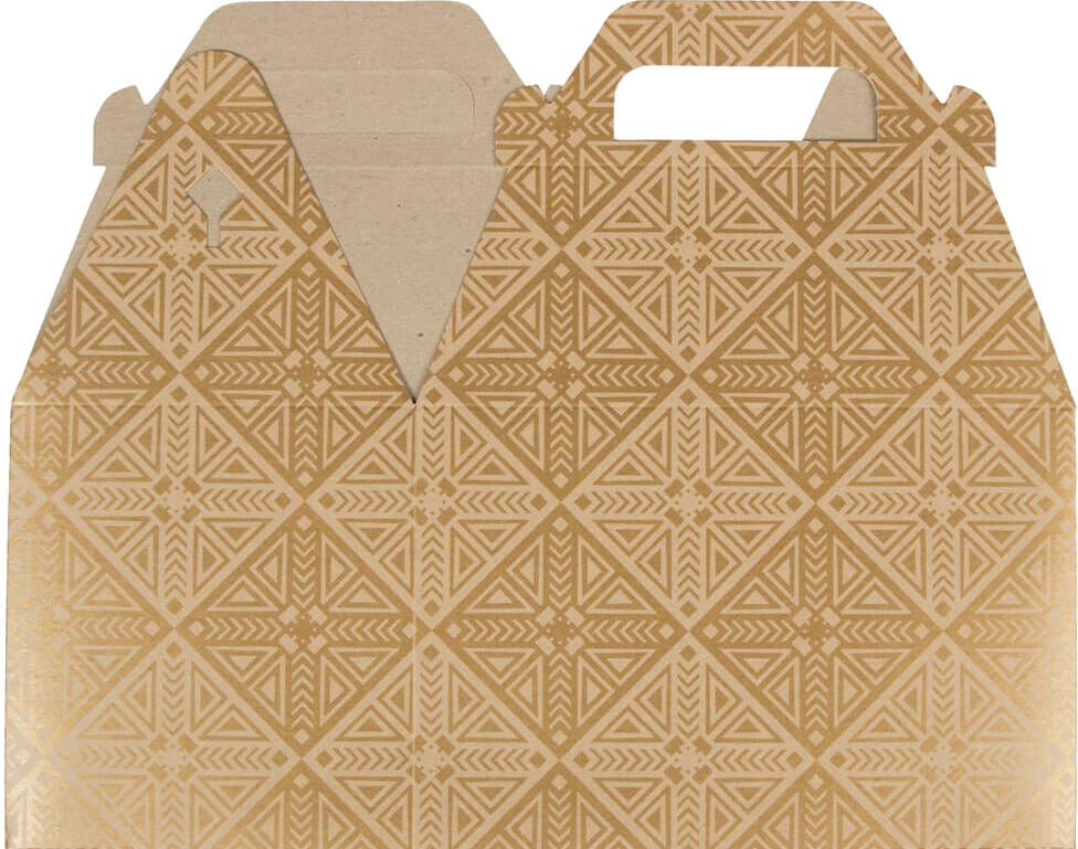 Gold with Kraft Medium Gable Gift Boxes (4 x 8 x 5 1/4)